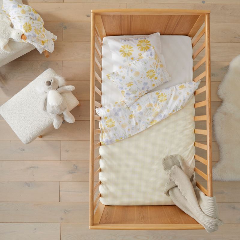 Honey Bee Bloom Lemon Cot Quilt Cover Set