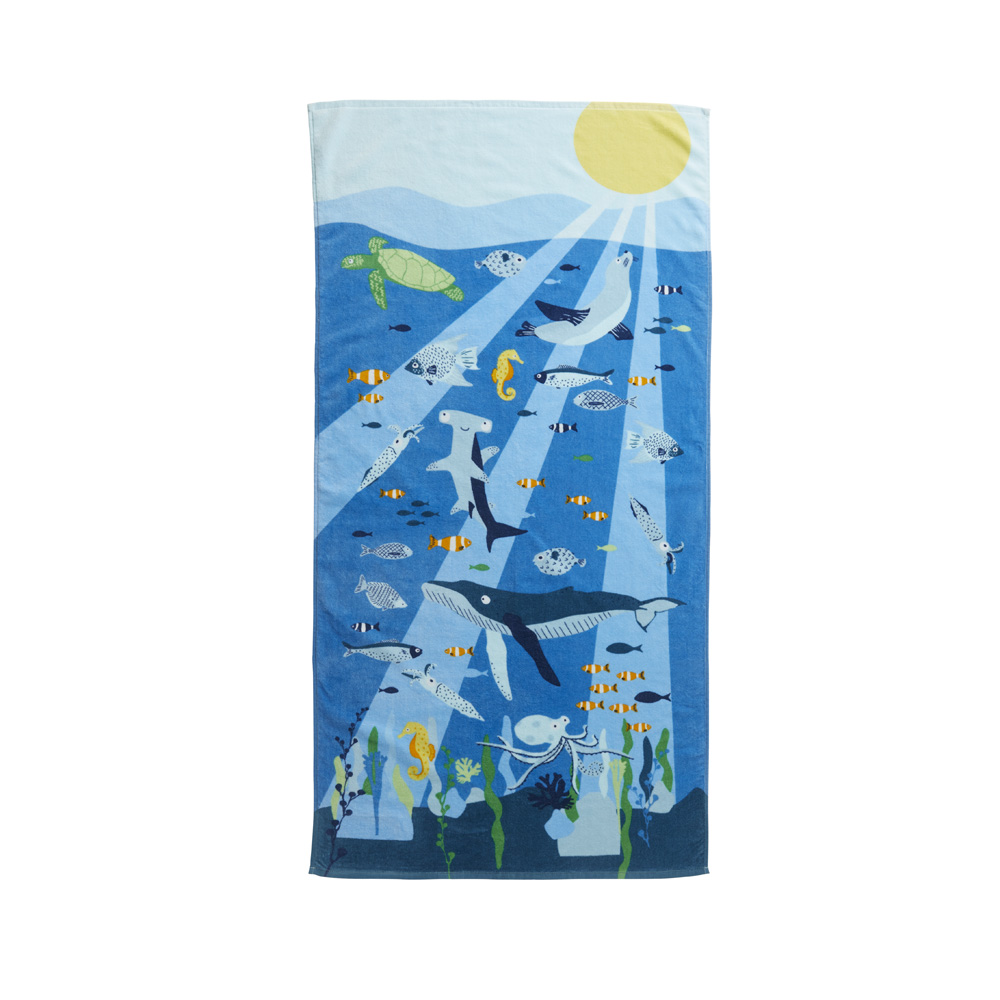 Kids Beach Sea Life Printed Towel