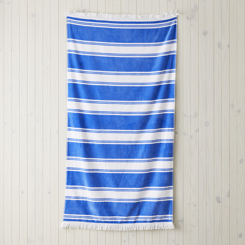 Velour Summer Stripe Blue Beach Towel