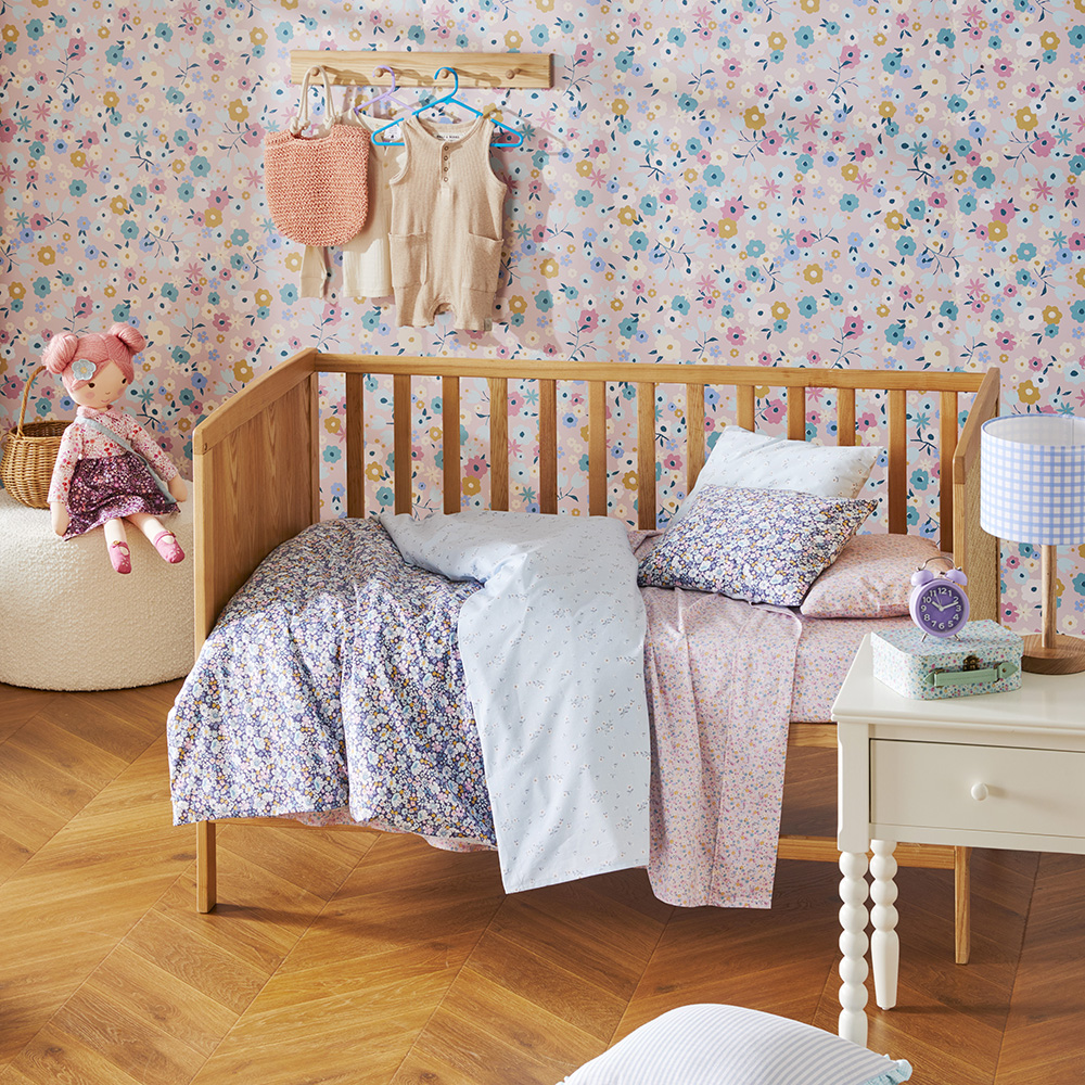 Heirloom Betsie Blue Navy Floral Cot Quilt Cover Set