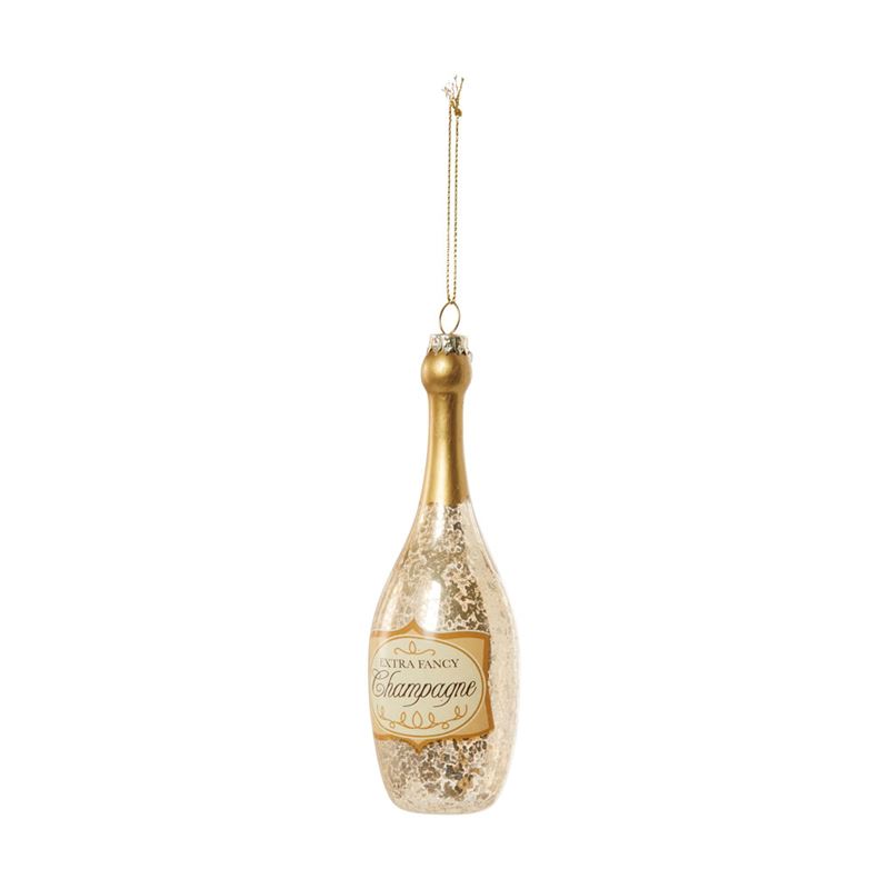 Luxe Champagne Bottle Antiqued Glass Decoration