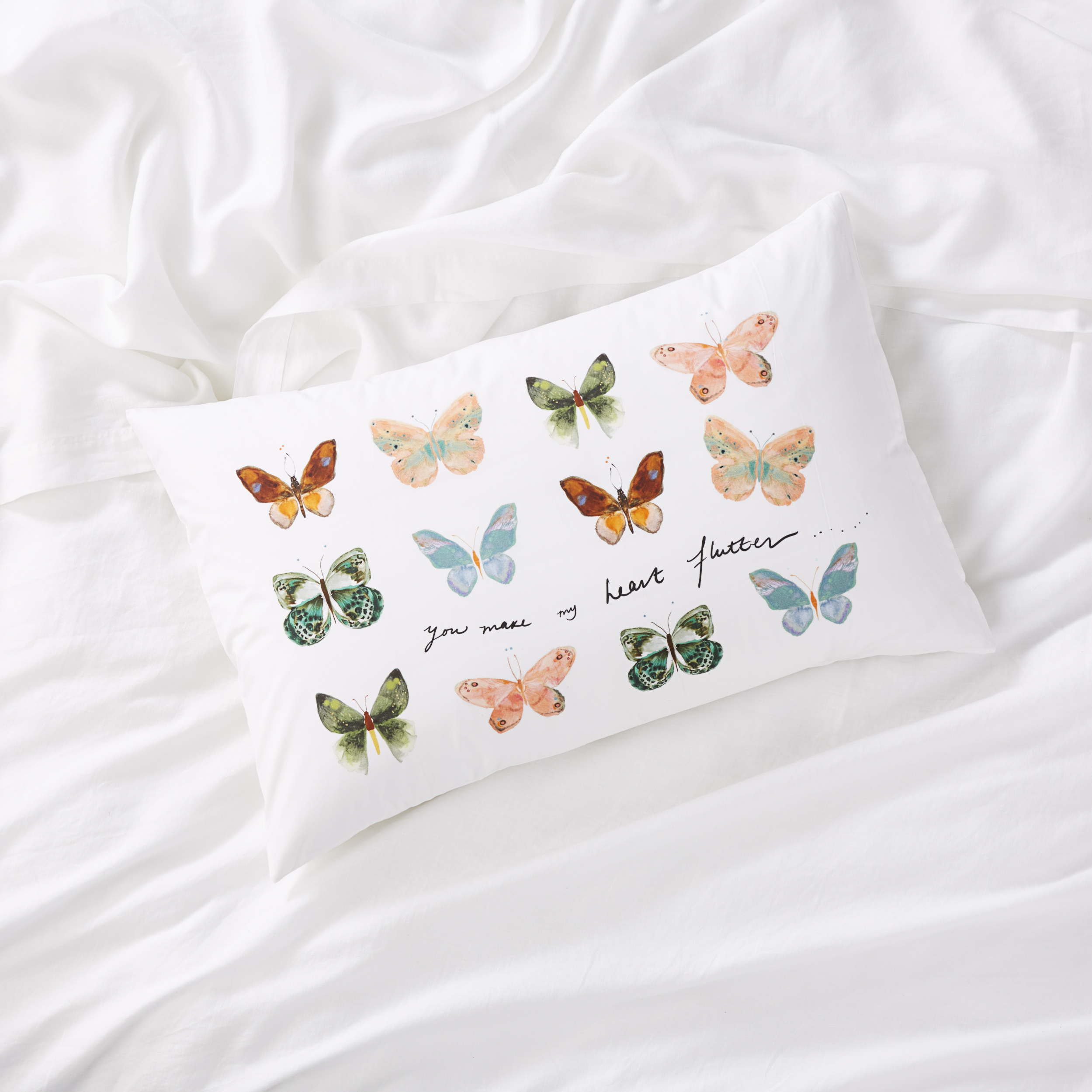 You Make My Heart Flutter Text Pillowcase