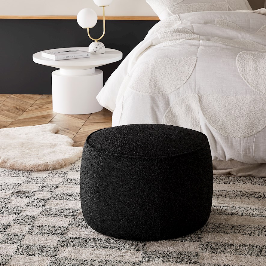 Norway Black Boucle Ottoman