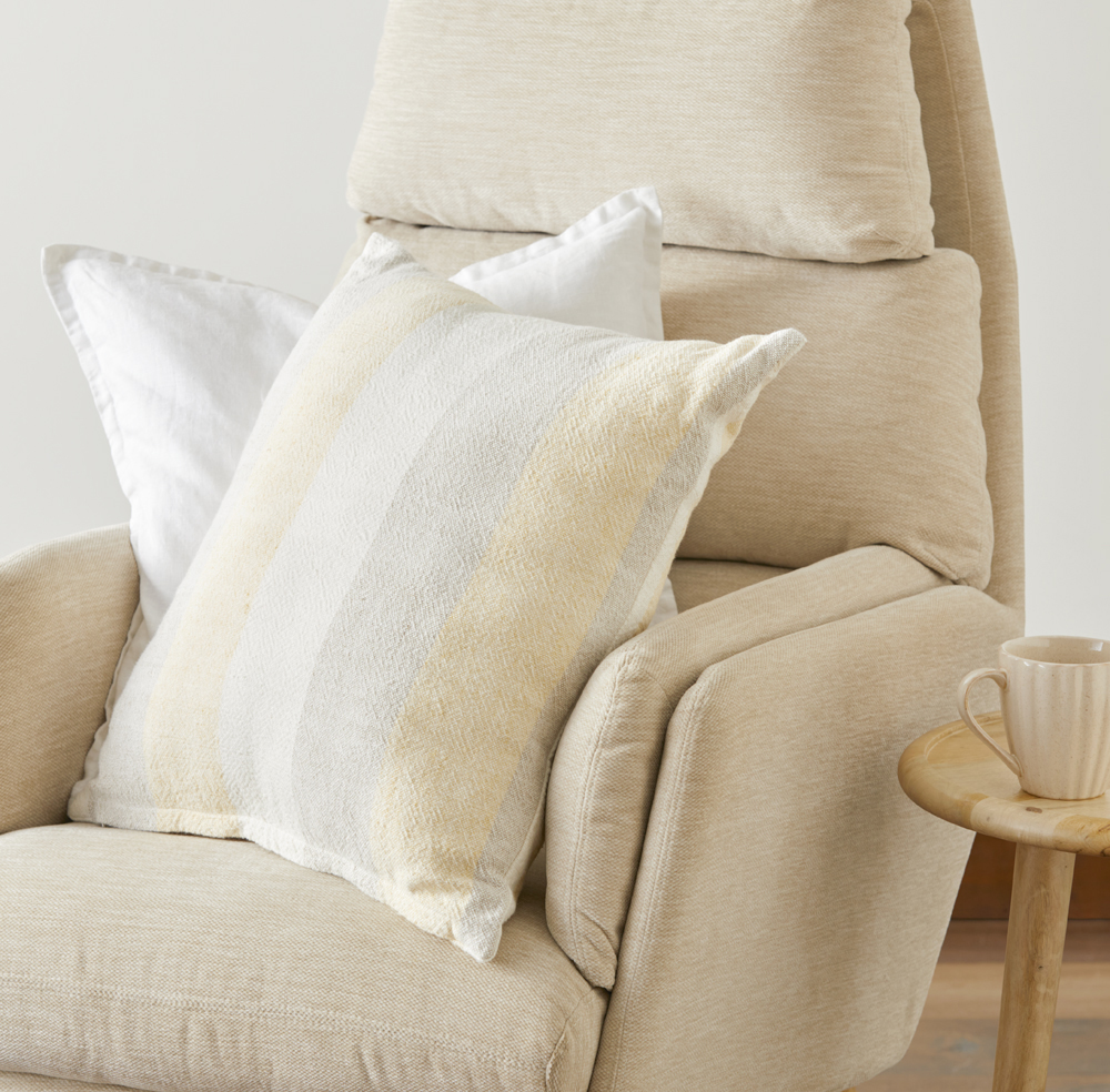 Cabo Natural & Lemon Stripe Cushion