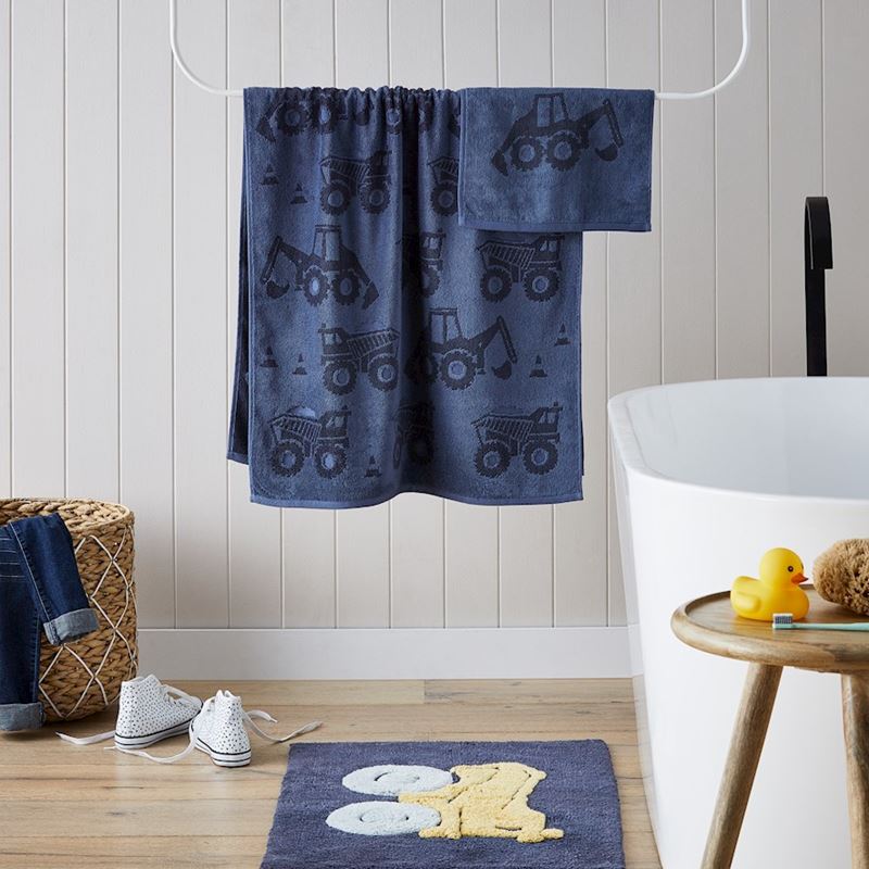 Construction Zone Navy Face Washers Pack of 2