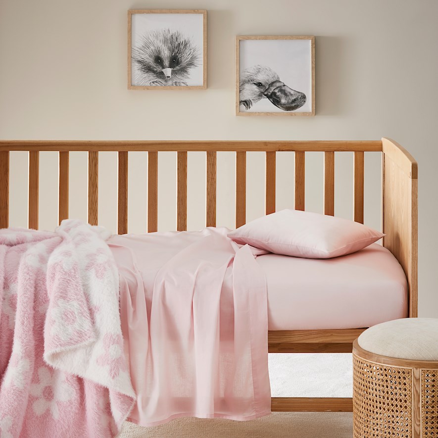 Dreamy Cotton Crystal Pink Cot Sheet Set