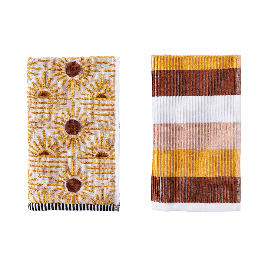Freya Mustard & Rust Tea Towel Pack of 2