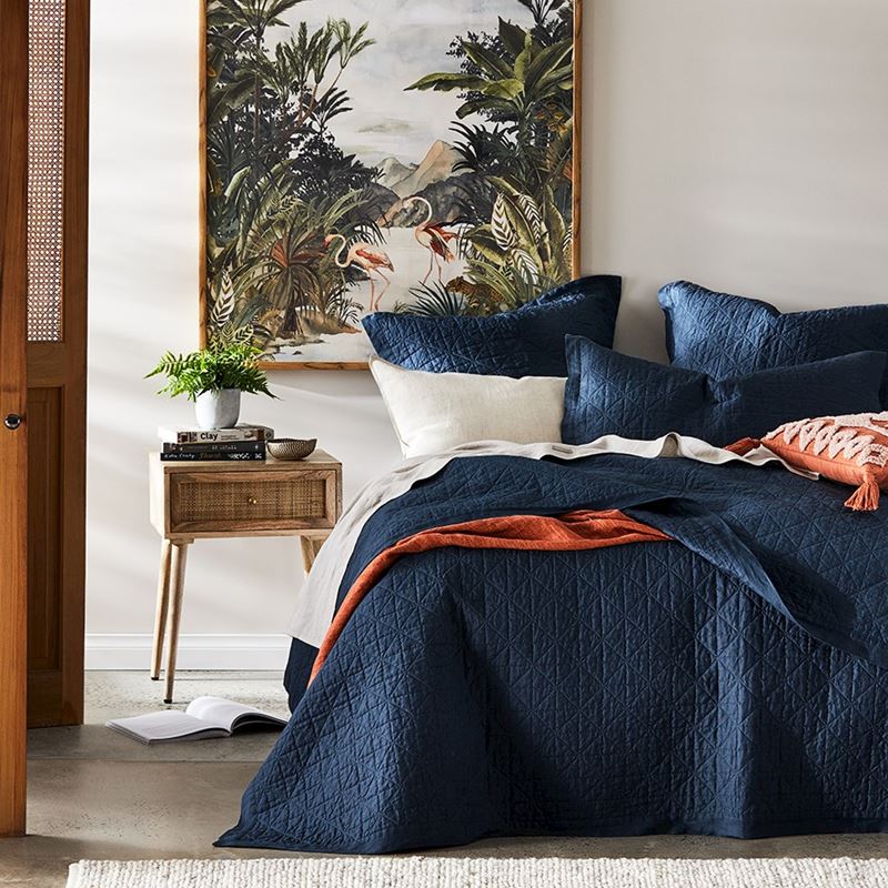 Vintage Washed Linen Old Navy Quilted Pillowcase