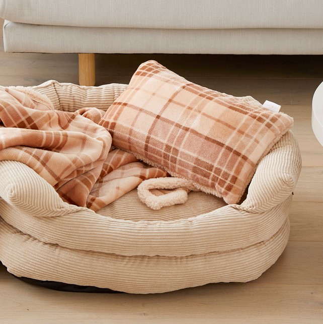 Maisy Biscuit & Spice Check Pet Pillow