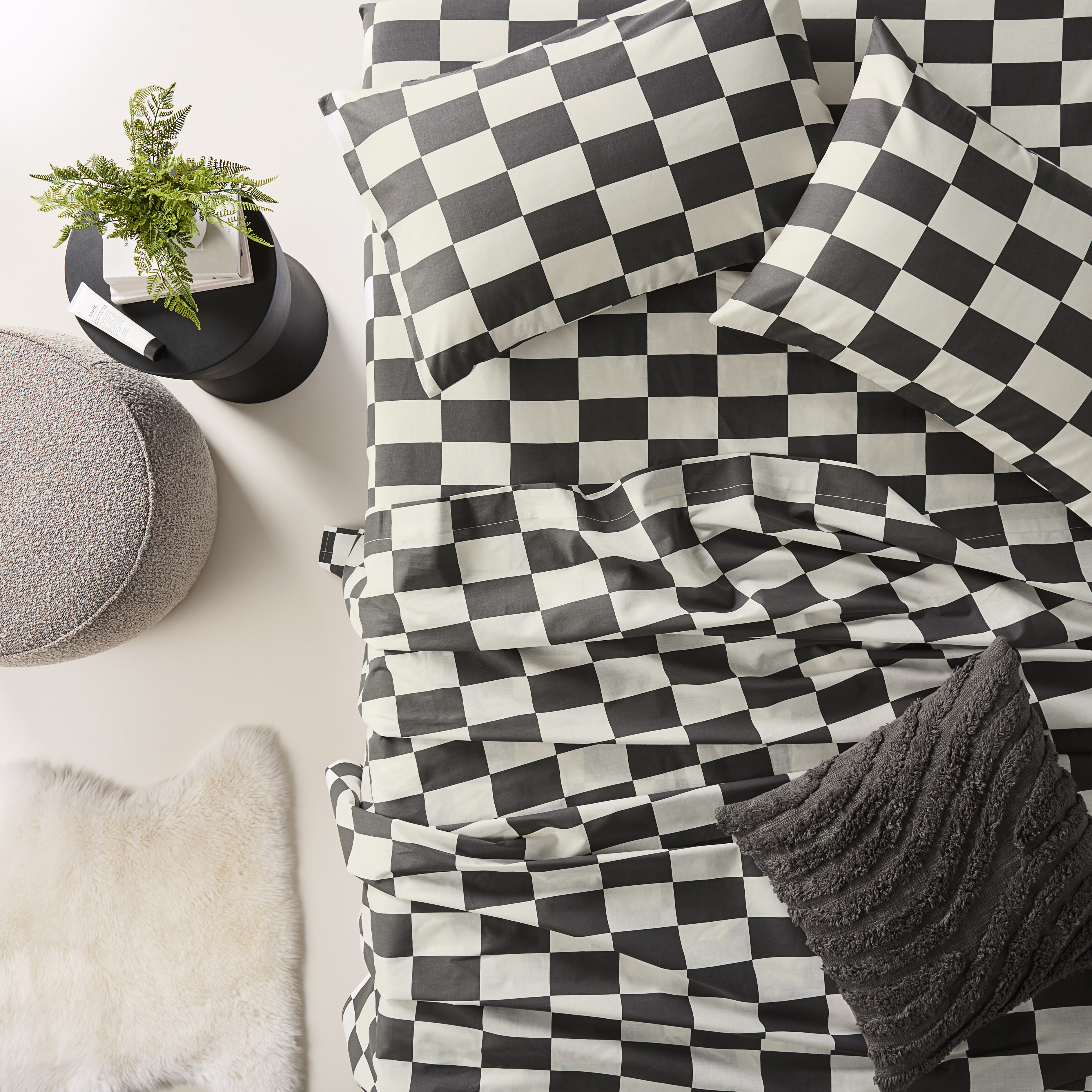 Perfect Cotton Charcoal Brick Printed Percale Sheet Set