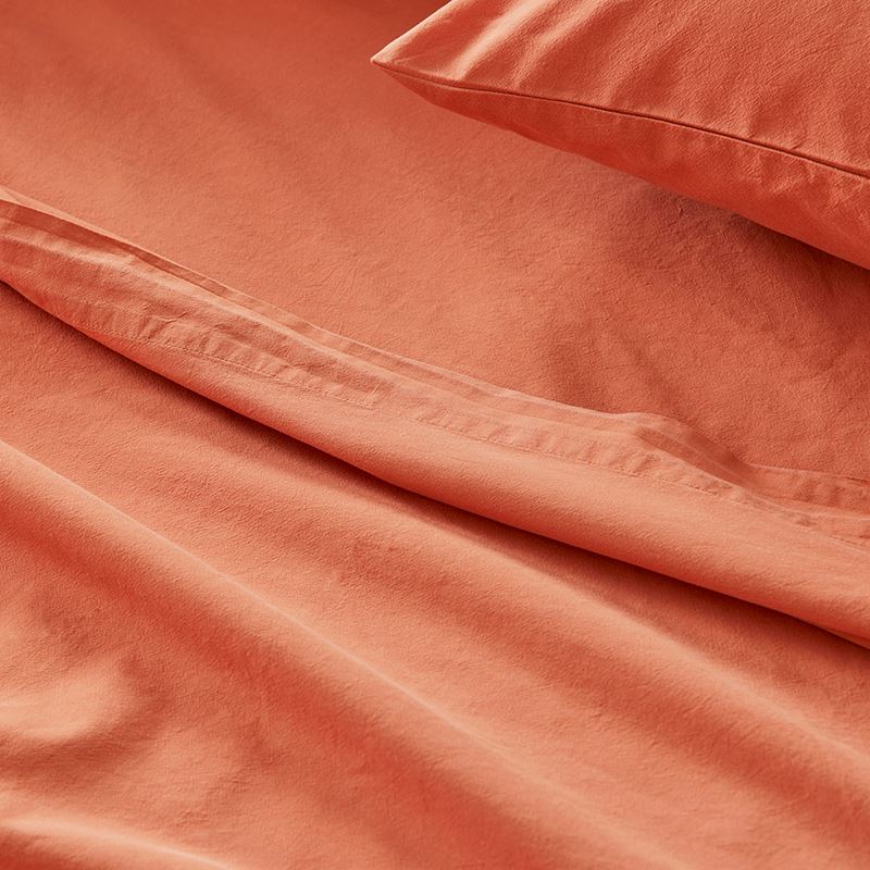 Stonewashed Cotton Paprika Sheet Set