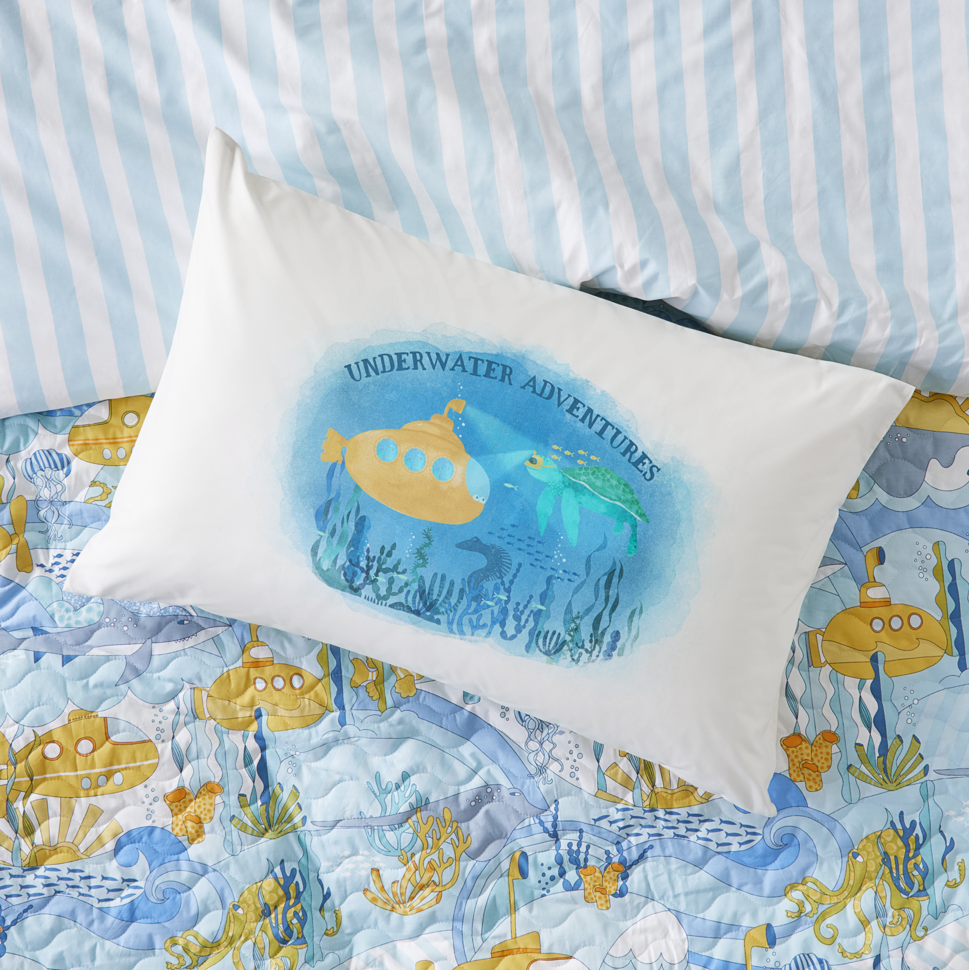 Underwater Adventure Kids Text Pillowcase