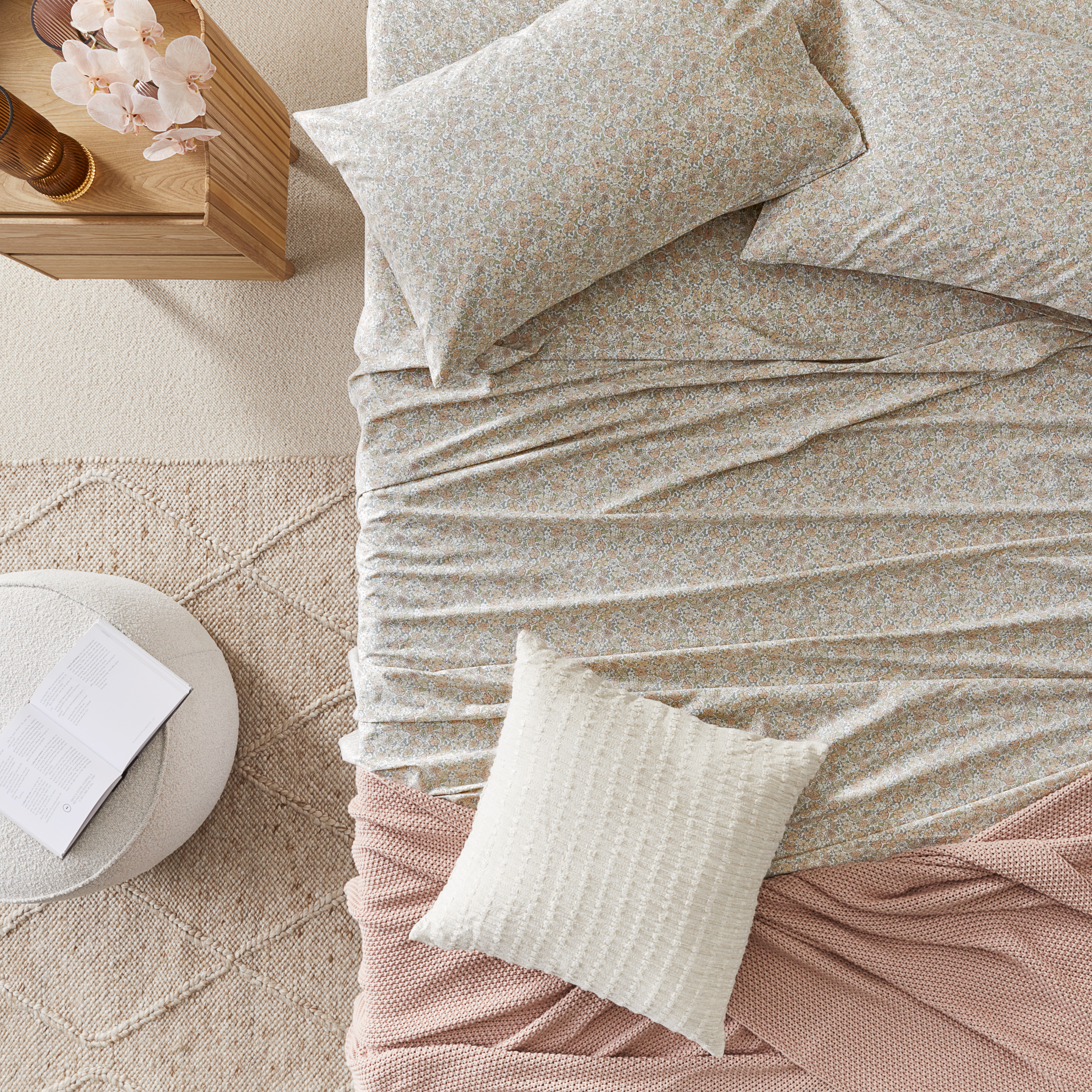 Printed Soft Floral Soft Pink Sheet Set