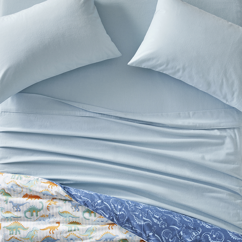 Plain Dye Blue Flannelette Sheet Set