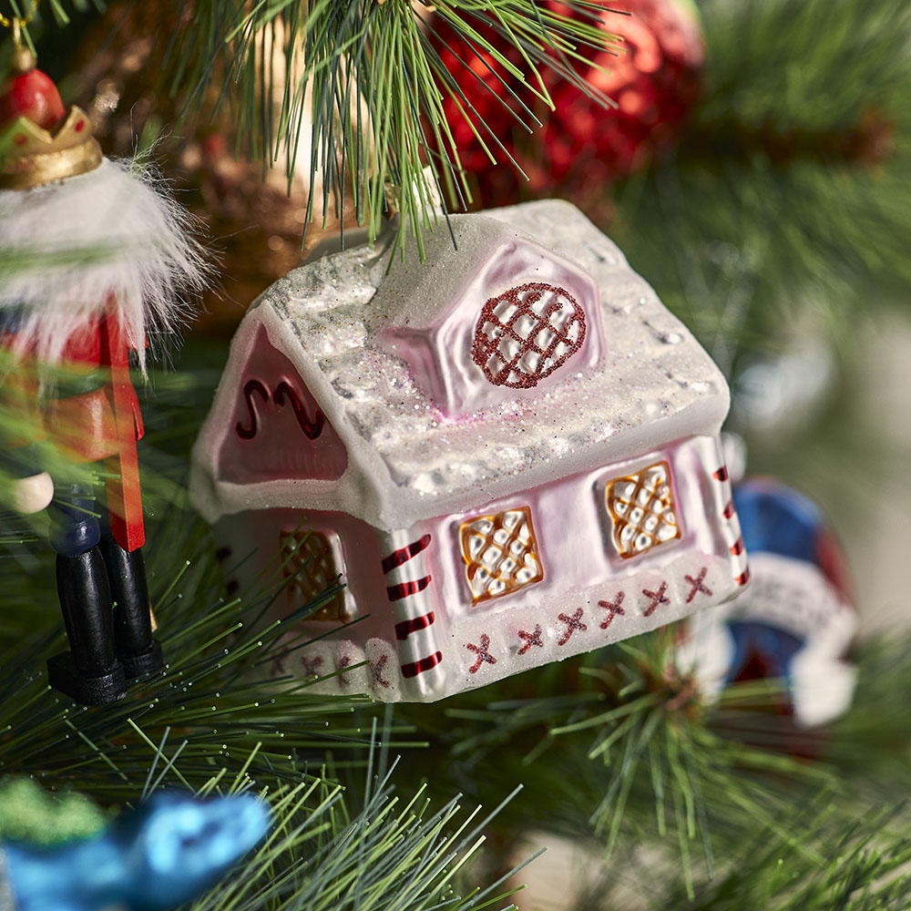 Christmas Fun Gingerbread House Antiqued Glass Decoration