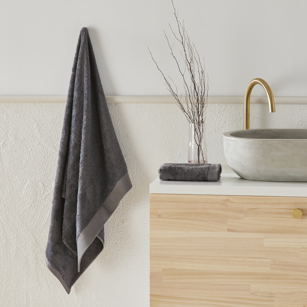Navara Coal Solid Bamboo Cotton Towel Range