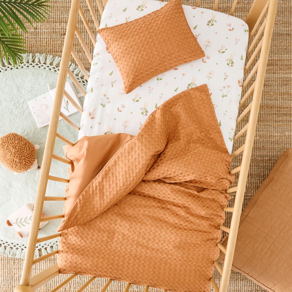 Bobbi Bamboo Cotton Waffle Biscuit Cot Quilt Cover Set