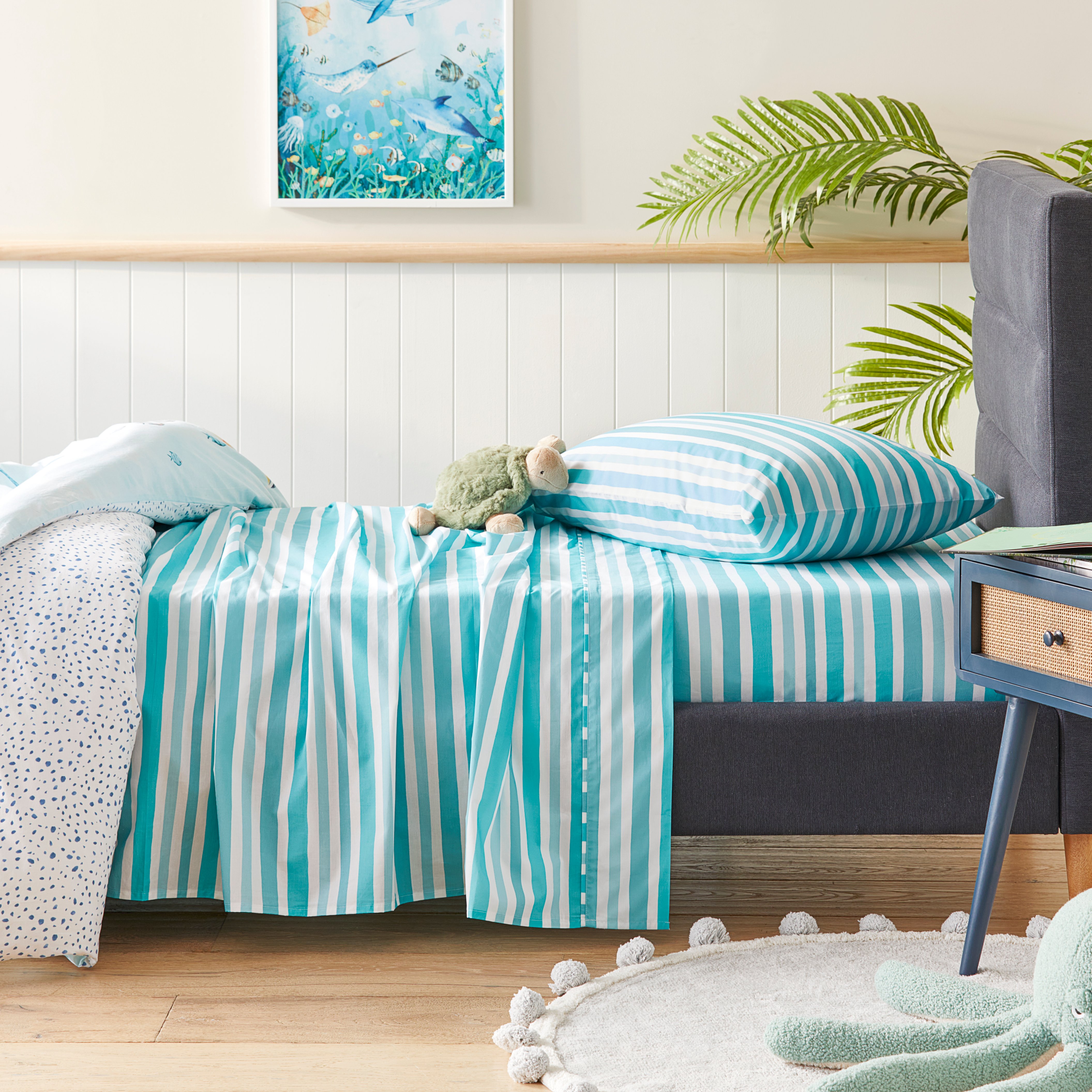 Sammy Stripe Aqua Sheet Set