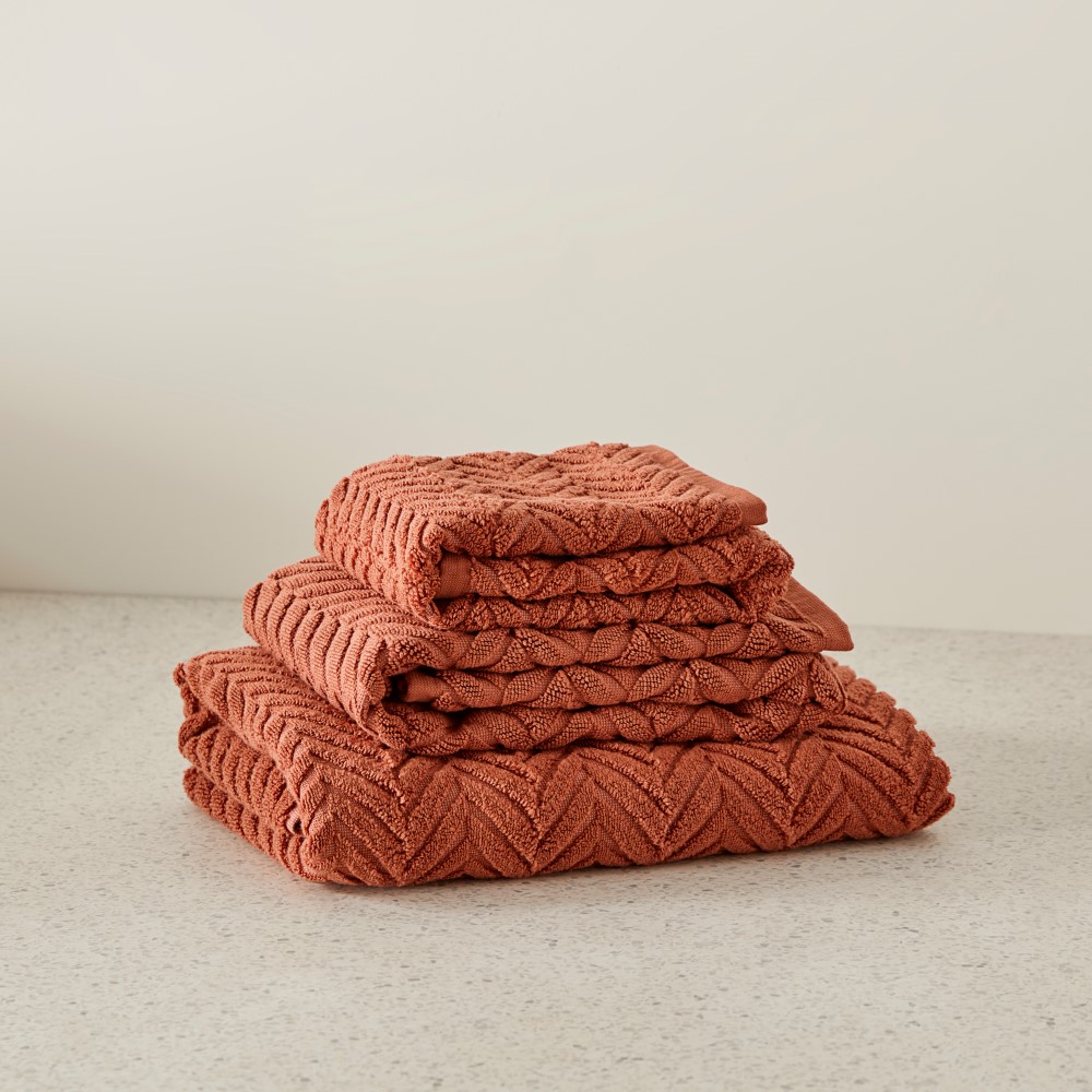 Mimosa Textured Cinnamon Marle Towel Range