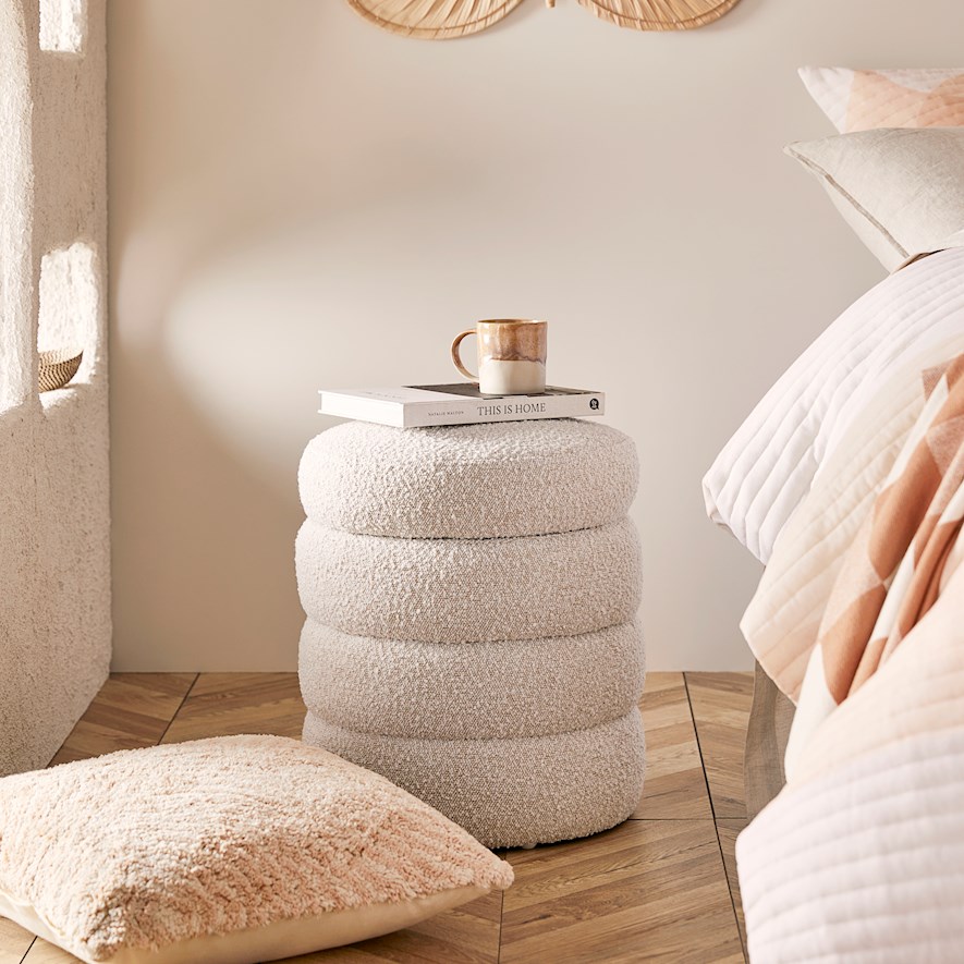 Memphis Cream Boucle Storage Ottoman