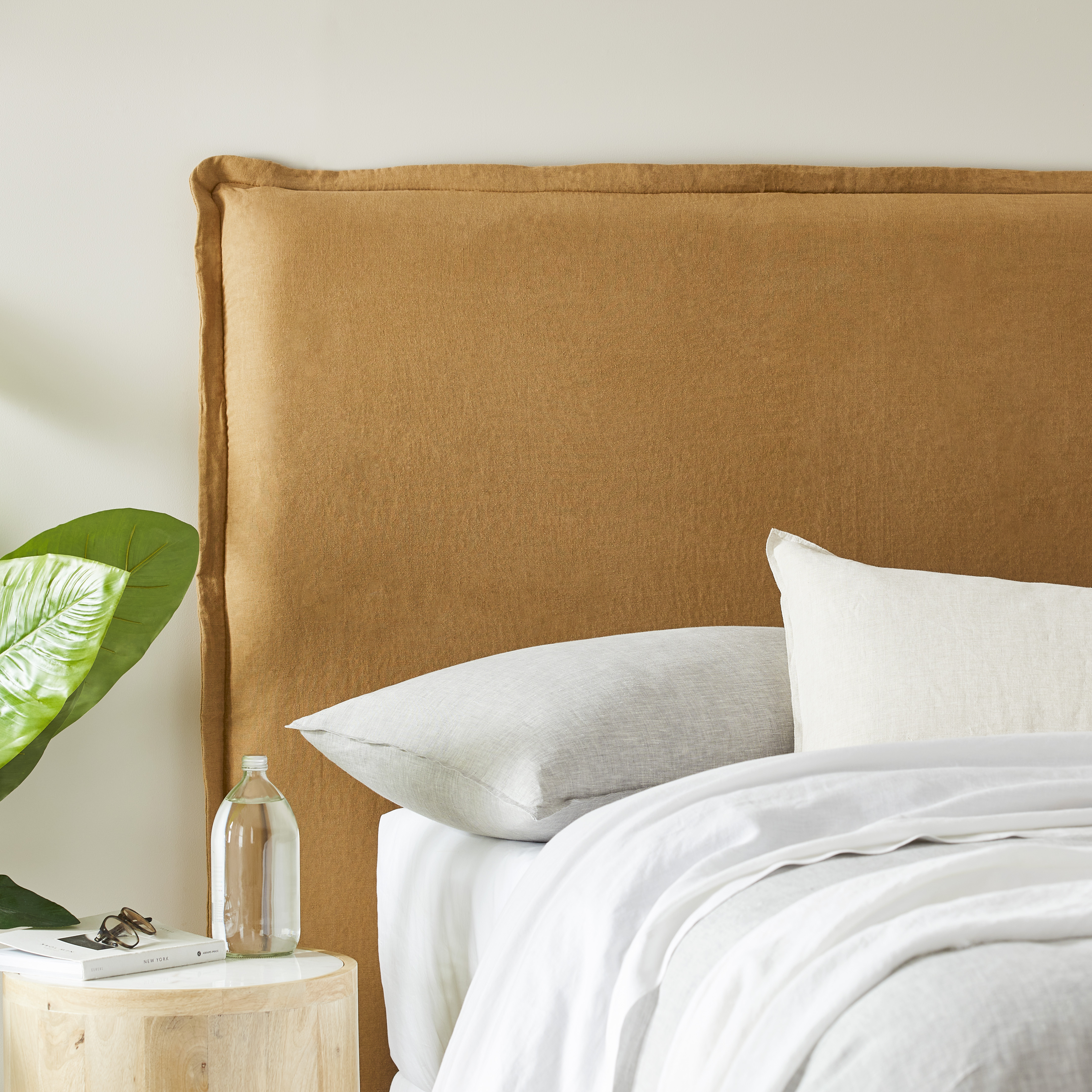 Stockholm Tobacco Belgian Linen Bedhead Slip Cover