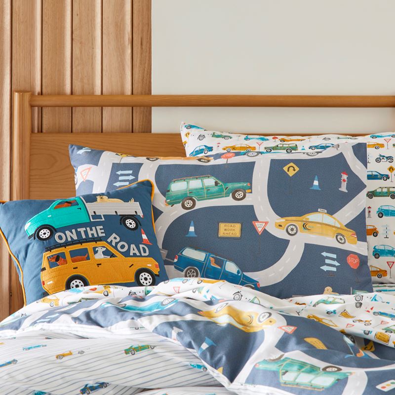 On the Road Steel Blue Quilt Cover Set