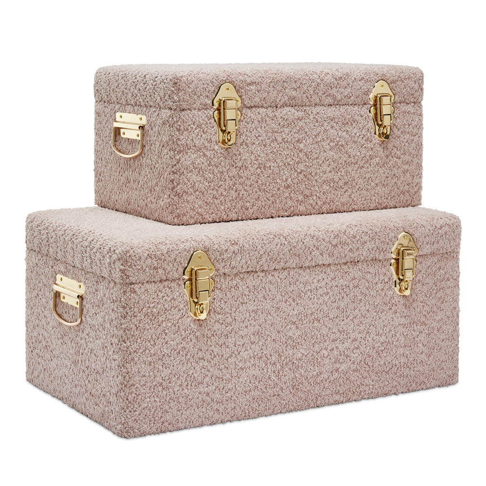 Heirloom Pink Boucle Storage Trunk