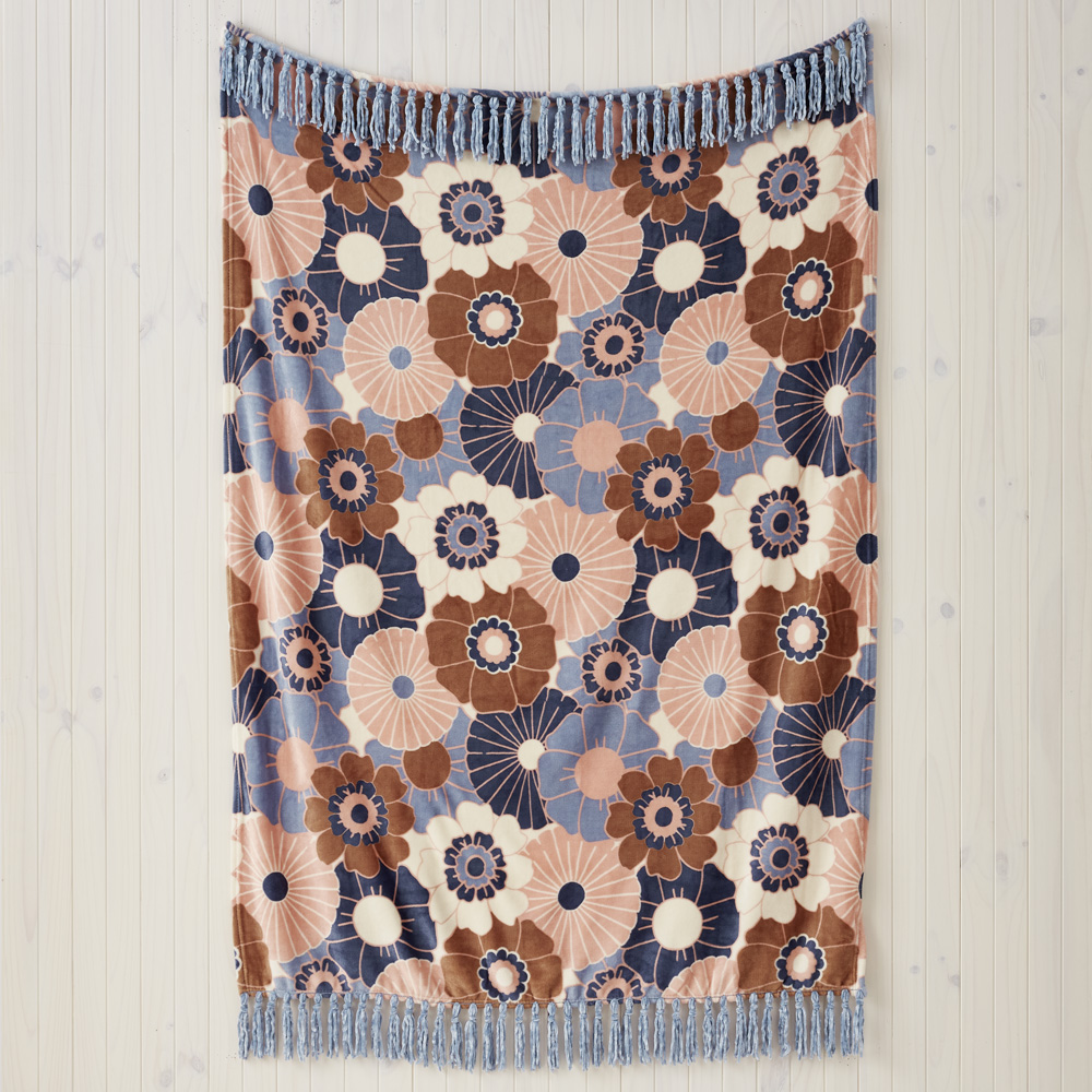 Aspen Fleece Tassel Keira Floral Print Throw