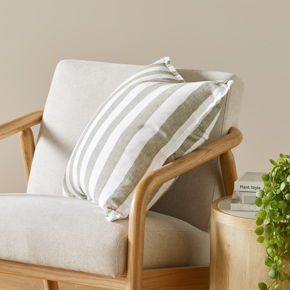 Belgian Forest Stripe Vintage Washed Linen Cushion