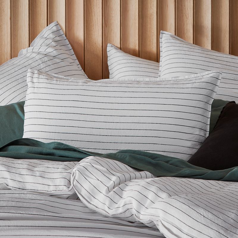 Vintage Washed Linen Onyx Stripe Quilt Cover Separates