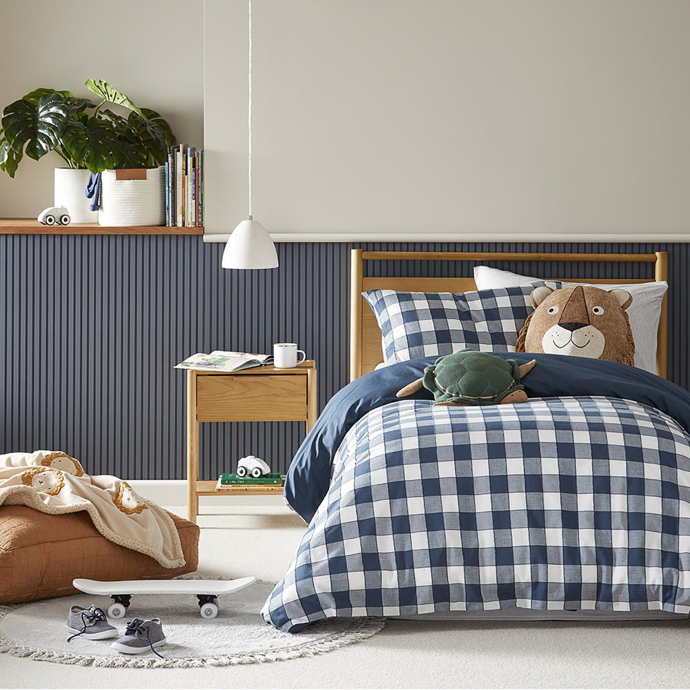 Carter Check Denim Quilt Cover Set