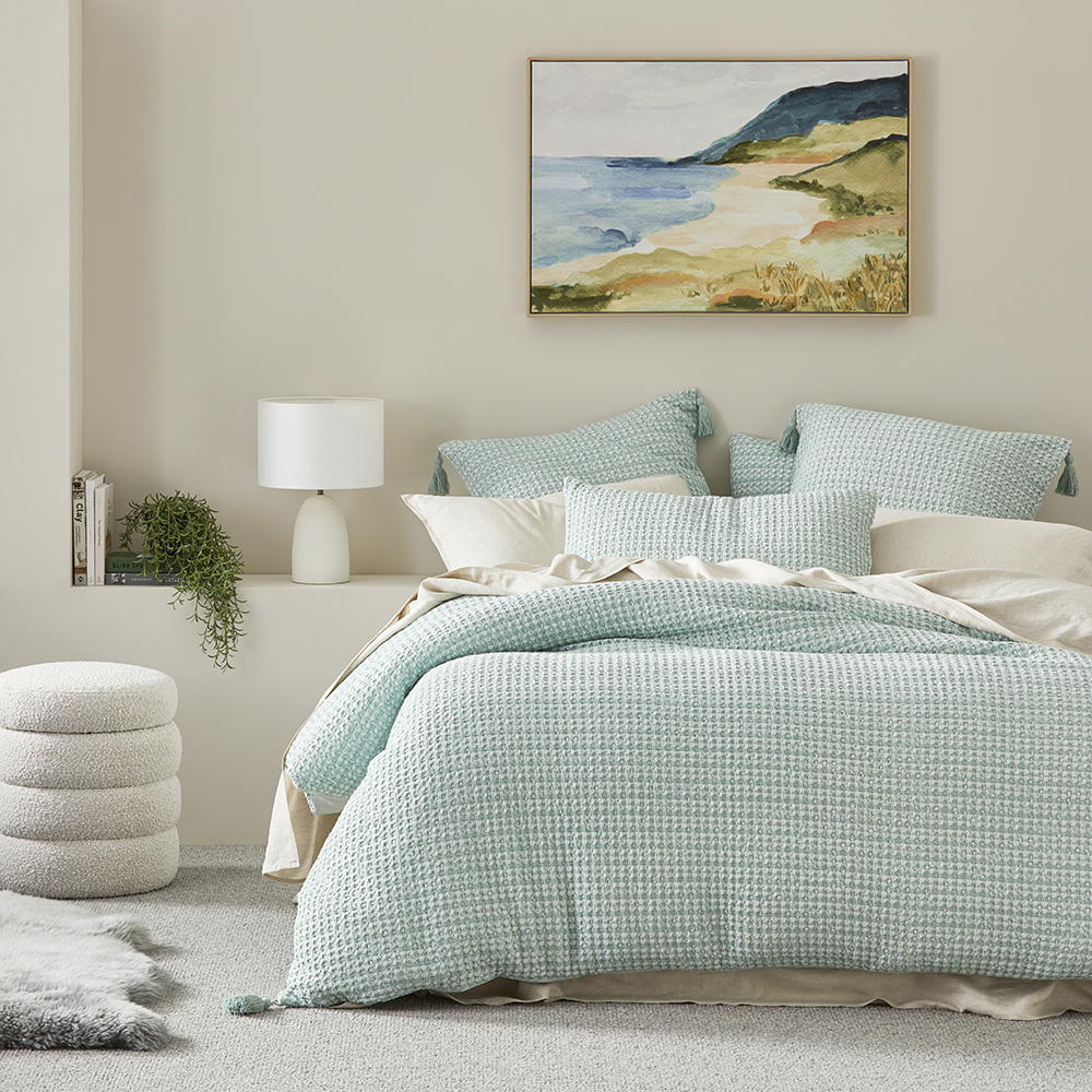 Ren Waffle Soft Sage Quilt Cover Separates