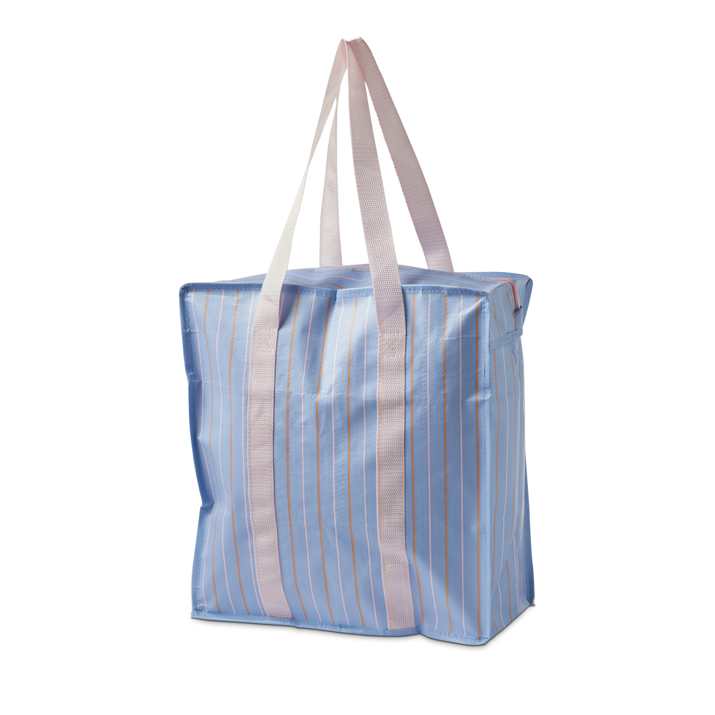 Blue Stripe Medium Coated Storage Bag