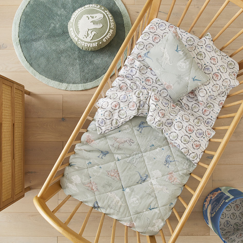 Universal Jurassic World Khaki Quilted Cot Quilt Cover Set