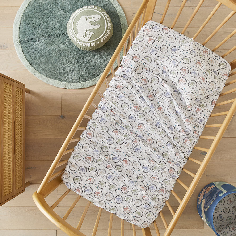 Universal Jurassic World White Cot Sheet Set
