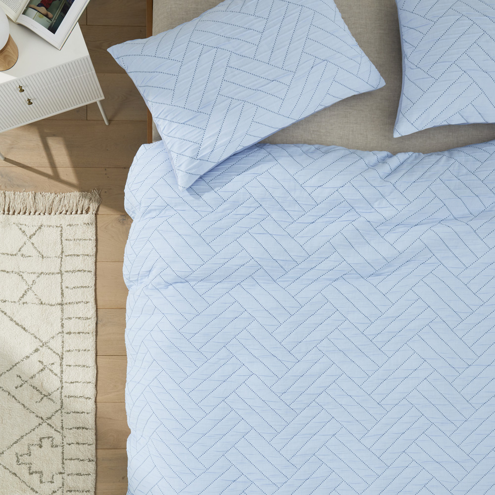 Rex Blue Jacquard Quilt Cover Set