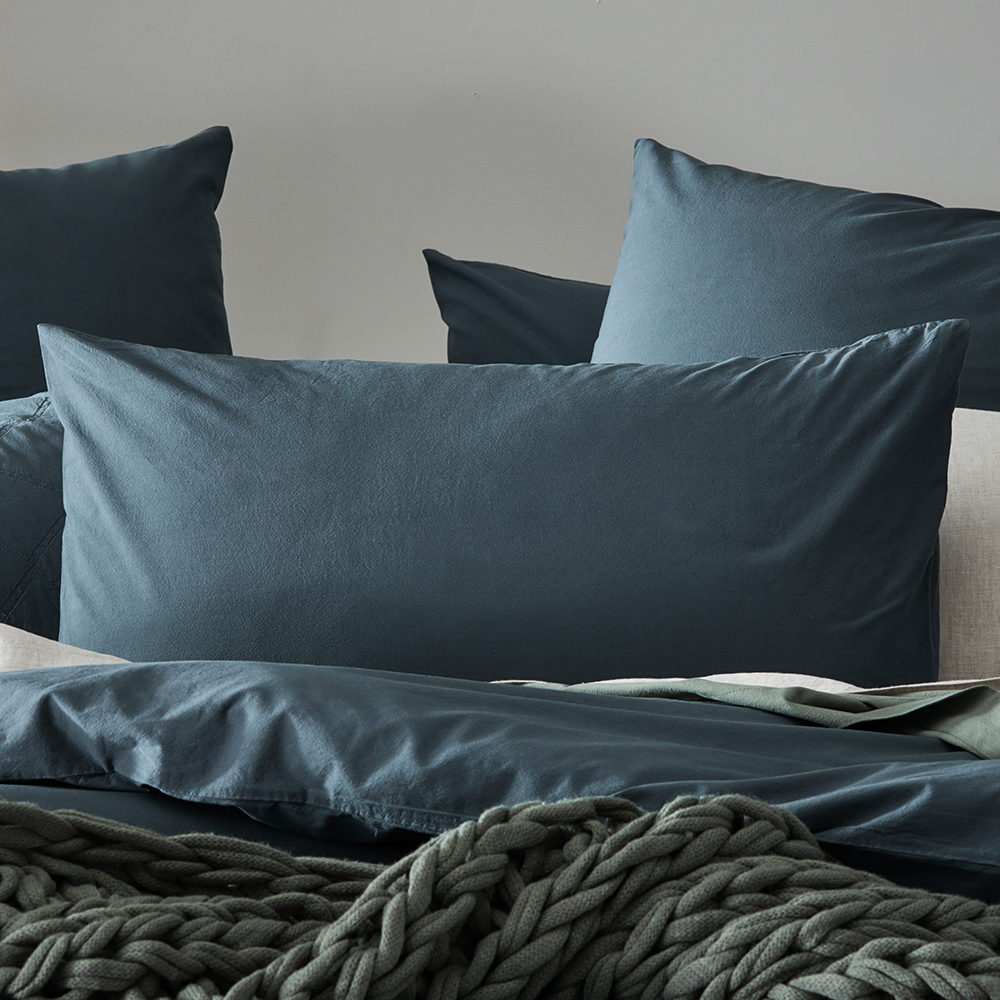 Stonewashed Cotton Dark Slate Pillowcase