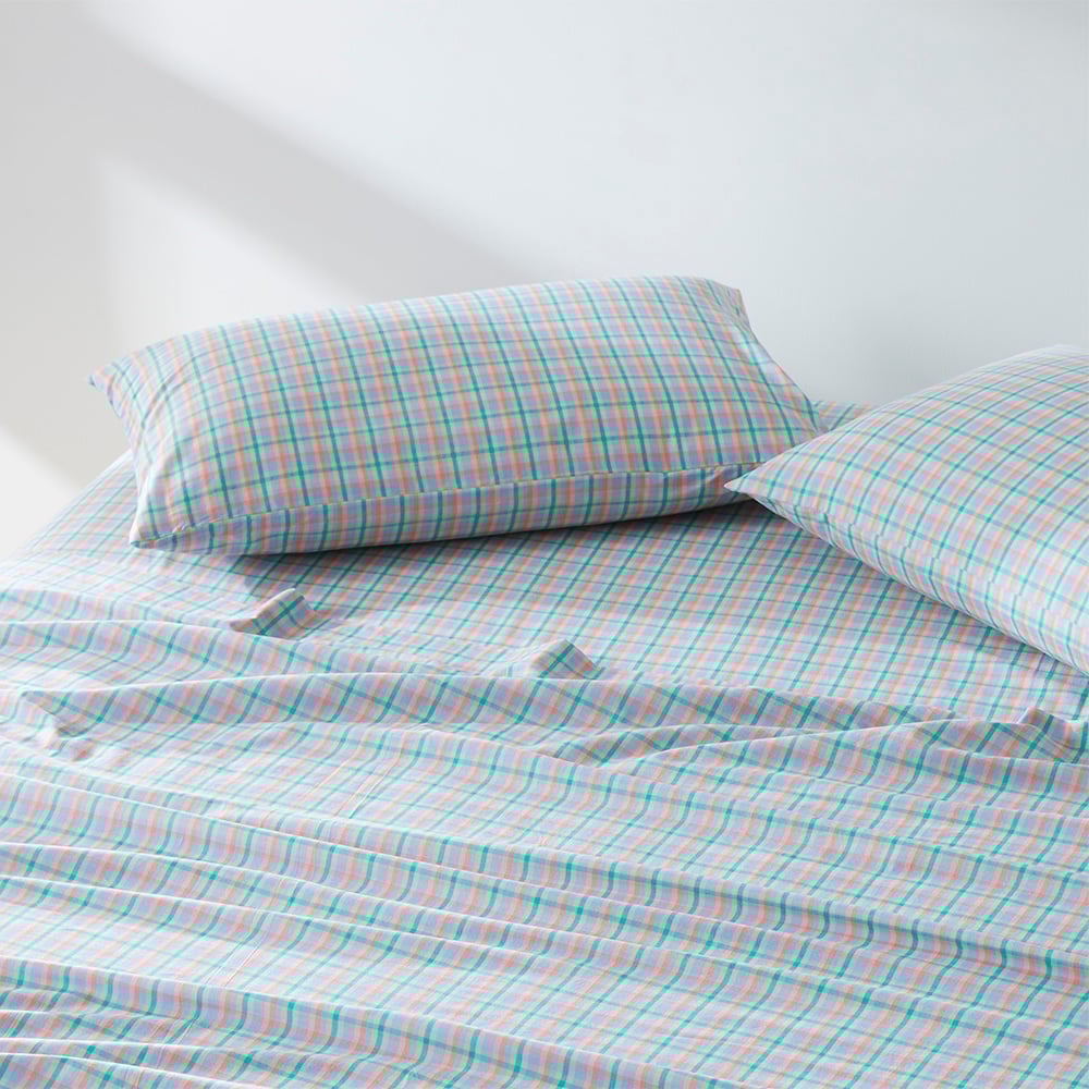 Bright Check Green Printed Sheet Set