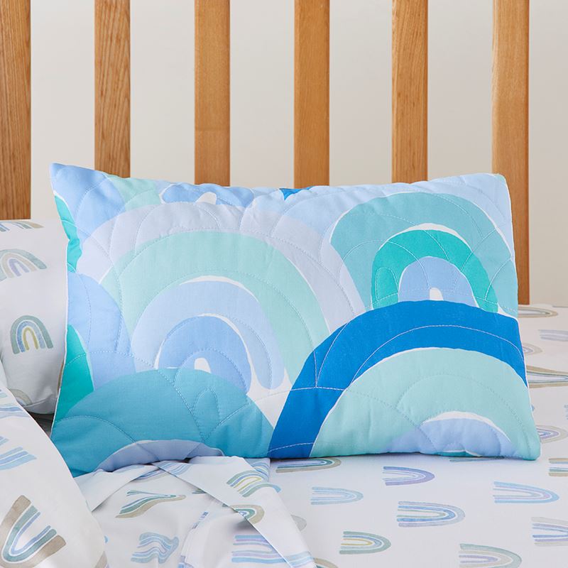 Rainbow Burst Blue Cot Quilt Cover Set