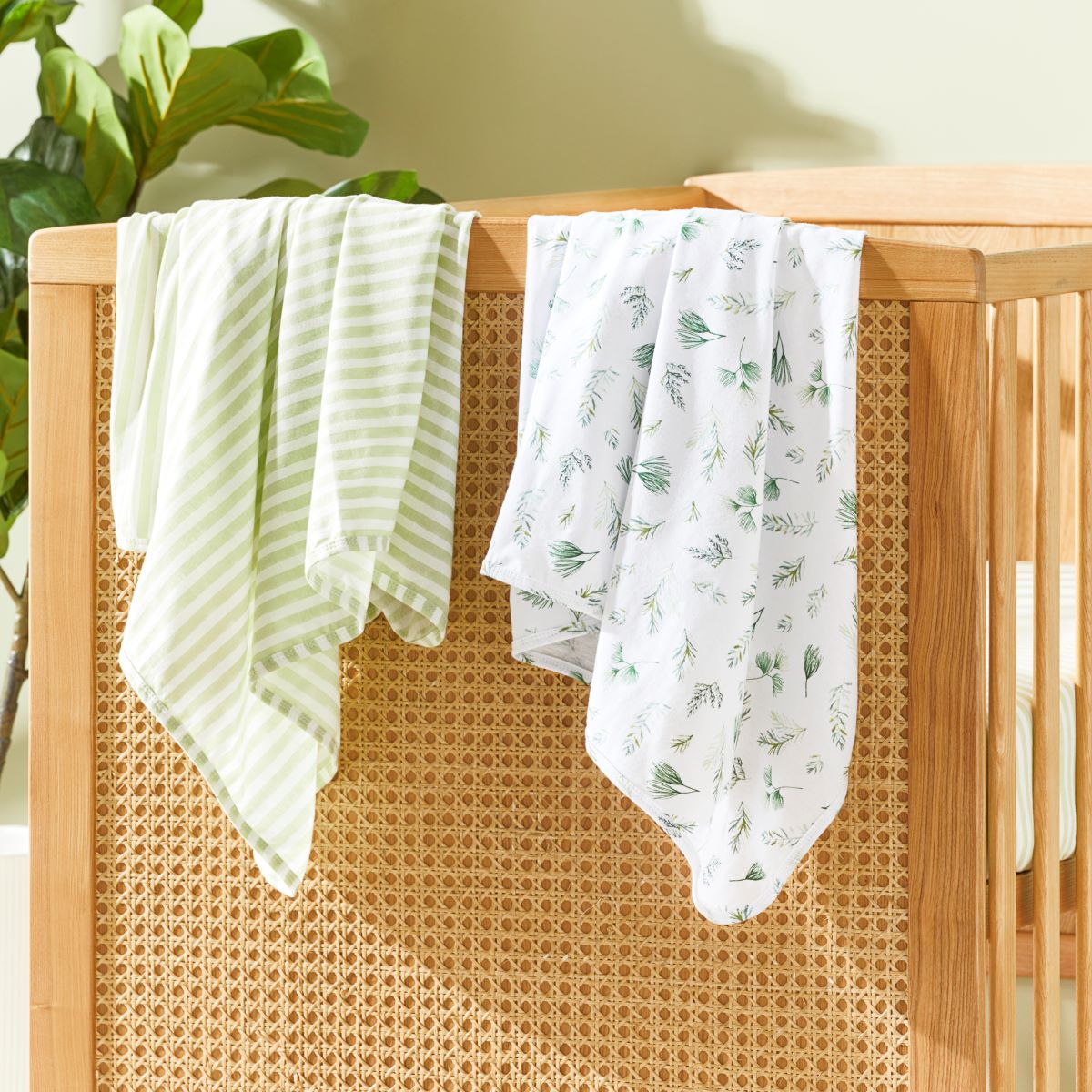 Fern Olive Jersey Baby Swaddles 2pk