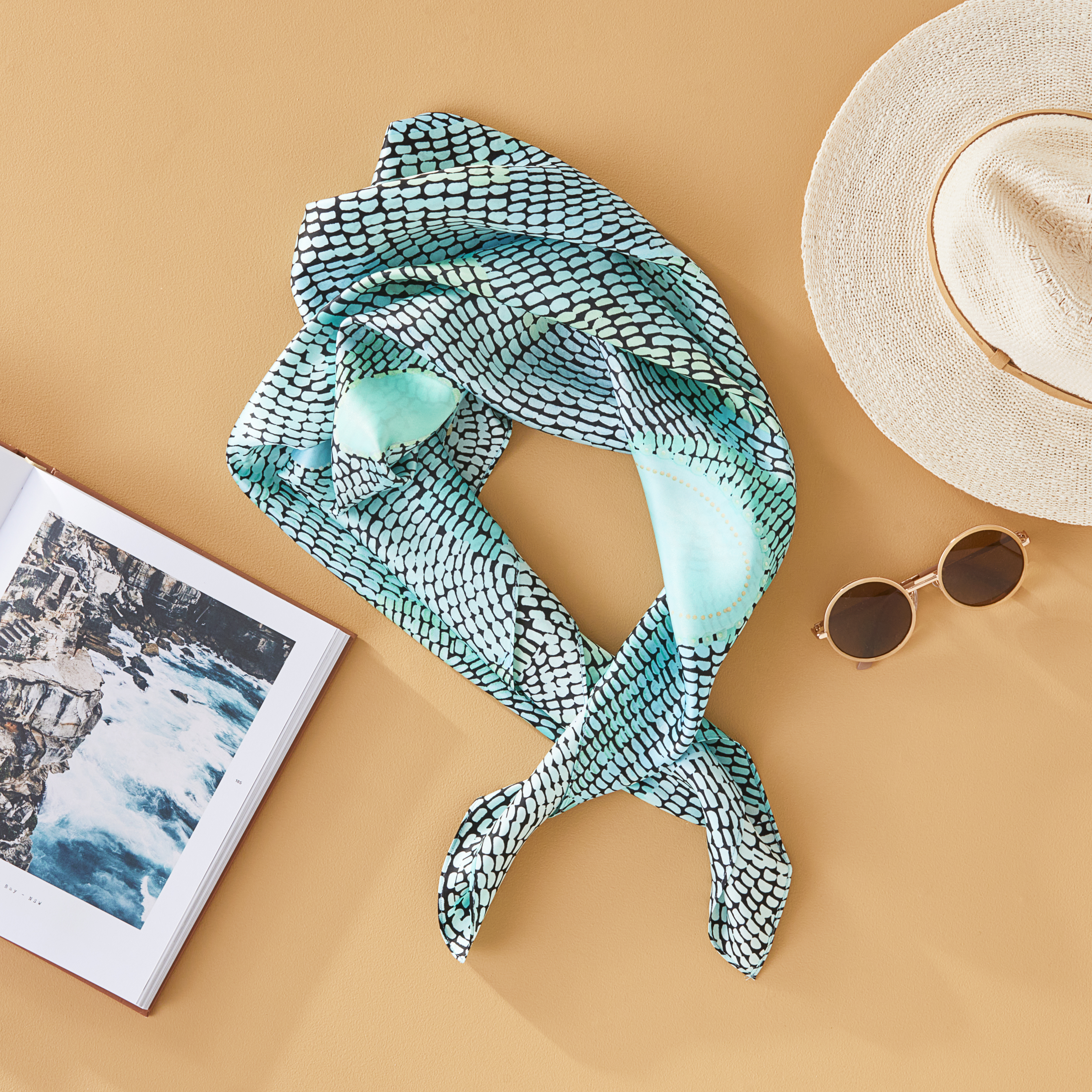 Miimi + Jiinda Lowanna Aqua Silk Scarf