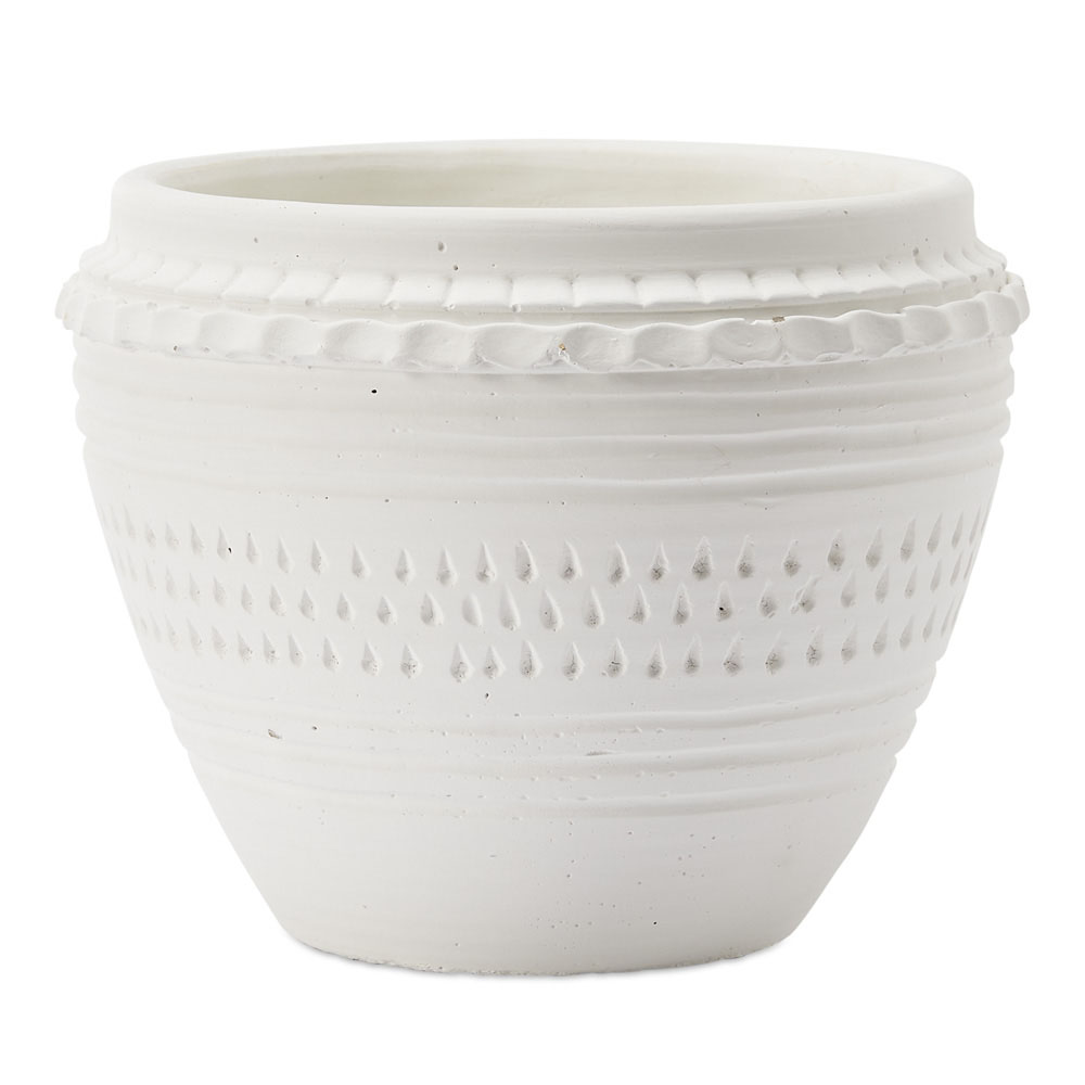 Embossed White Cone Pot