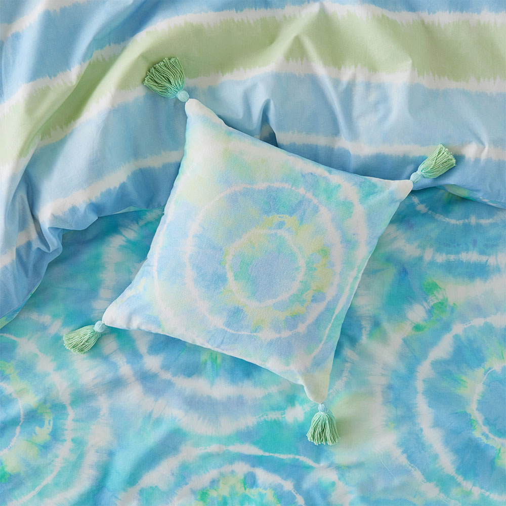 Zephyr Aqua Tie Dye Textured Cotton Cushion