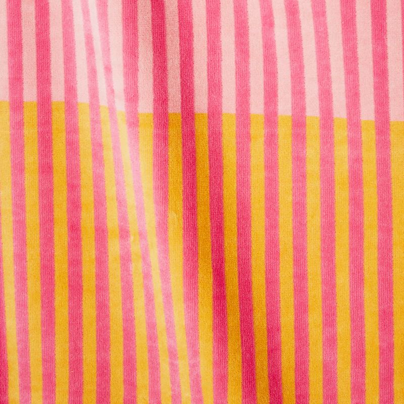 Velour Block Stripe Pink Beach Towel
