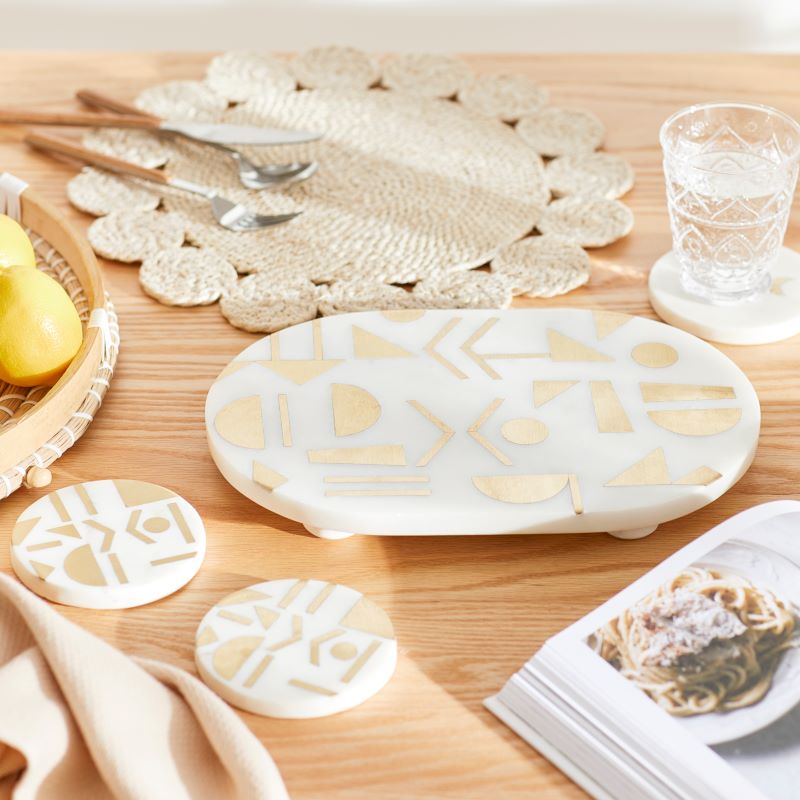 Aztec Marble White & Gold Board