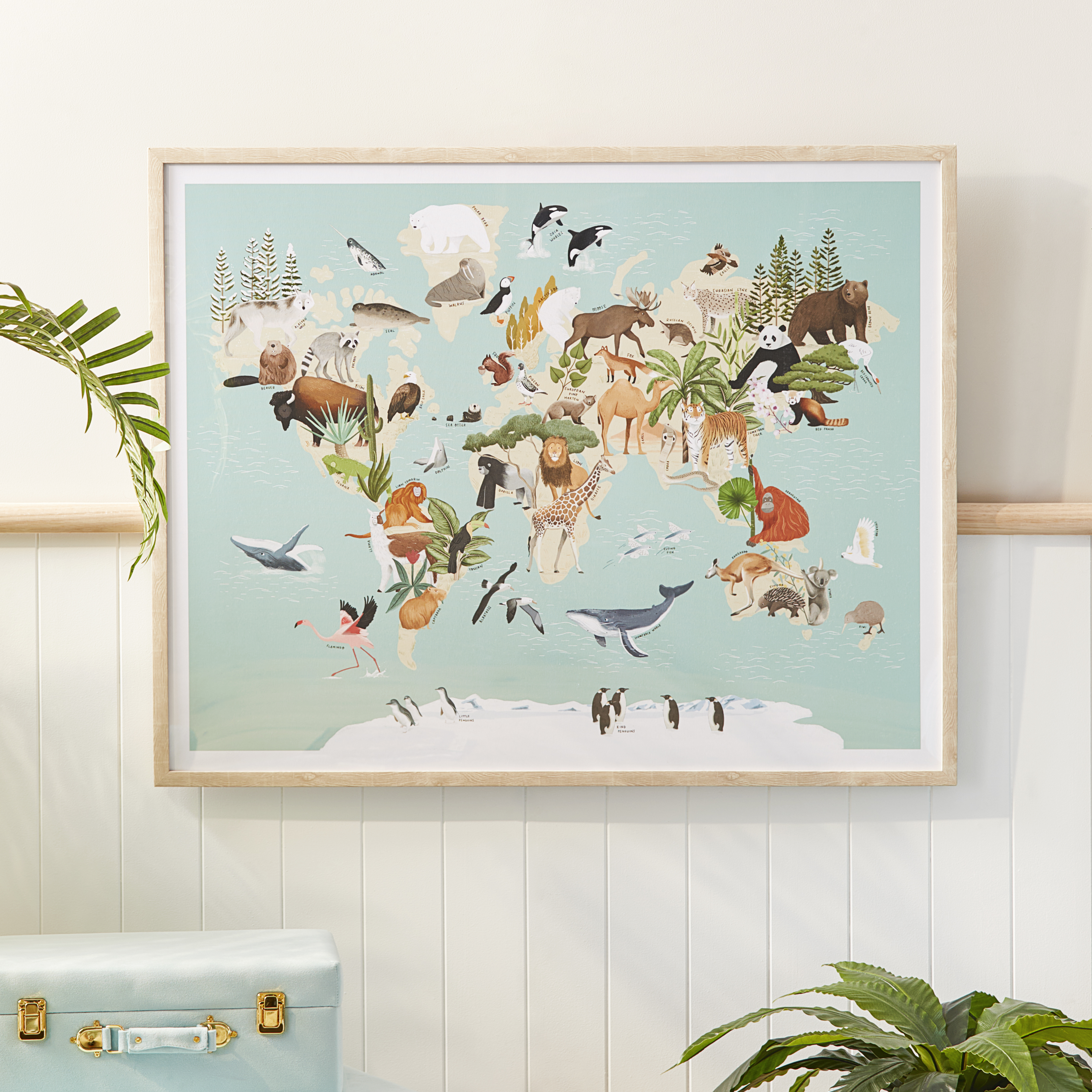 Around the World Blue Wall Art