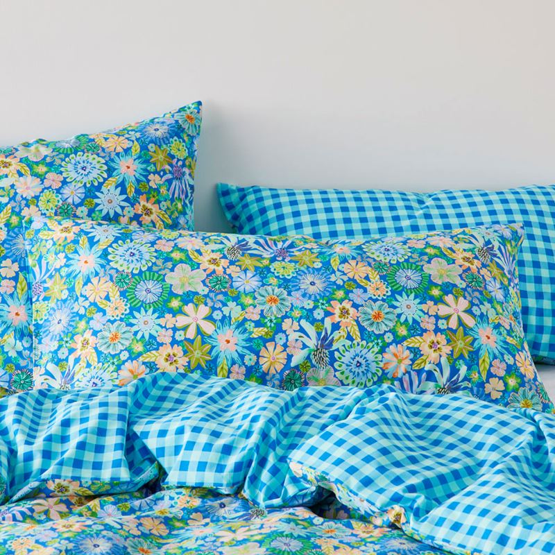 Sia Marine Blue Floral Pillowcases