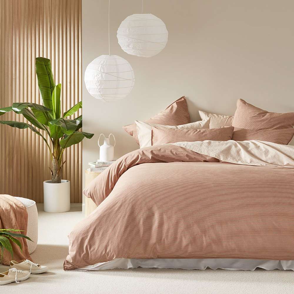 Stonewashed Cotton Printed Earth Stripe Quilt Cover Separates