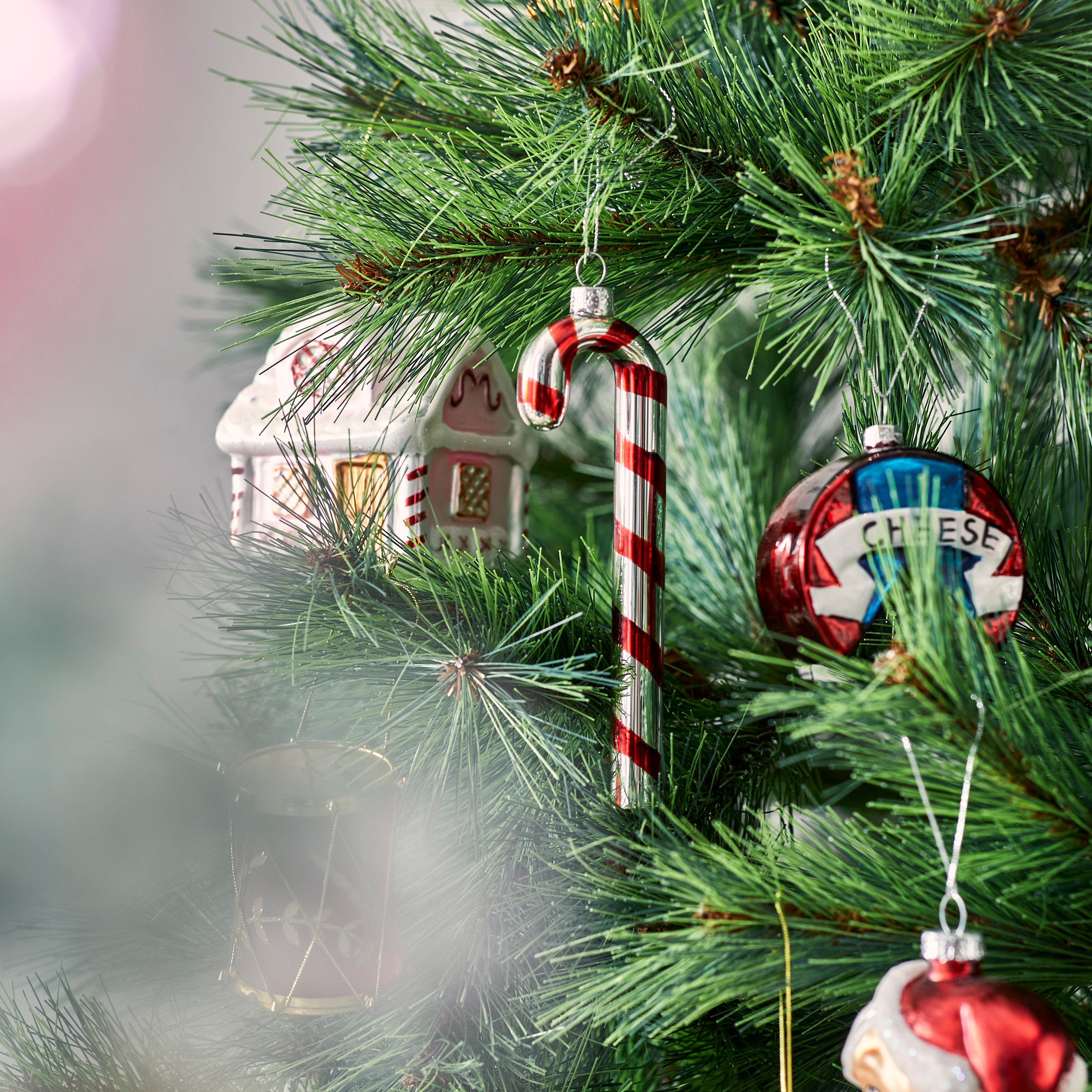 Christmas Fun Silver & Red Glass Candy Cane