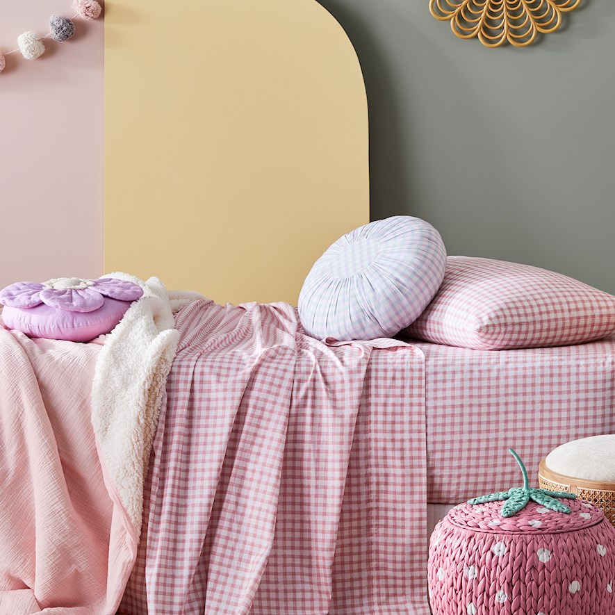 Gingham Pastel Pink Sheet Set